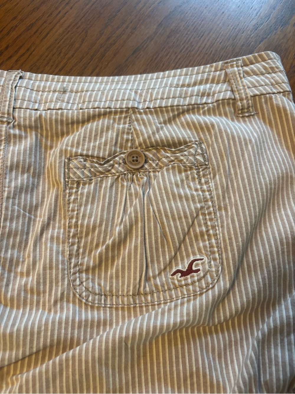 VTG Y2K Hollister low rise micro mini skirt striped brown cream sz 9 - Picture 4 of 4